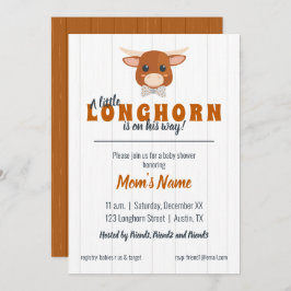 Convite Baby Boy Longhorn Queimou Chá de fraldas Laranja