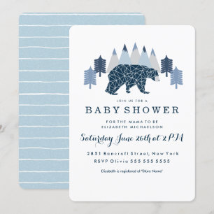 Convite Baby Boy Modern Bear chá de fraldas