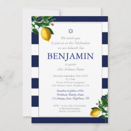 Convite Baby Boy Naming Ceremony Lemons Blue Jewish Hebrai