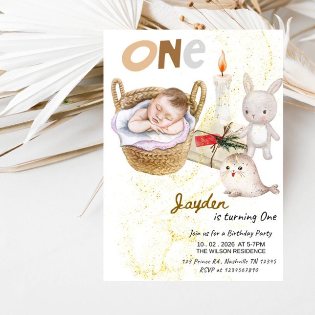 Convite Baby Boy ONE 1st Birthday-Boy First Birthday Party (Criador carregado)