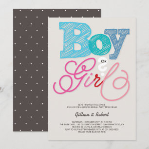 Convite Baby Boy ou Girl Blue Gender Party