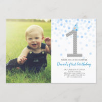 Baby Boy Primeiro Aniversário Blue Confetti Foto