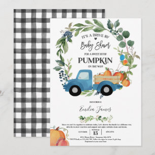 Convite Baby Boy Pumpkin Truck Pumpkin Fall Chá de fralda