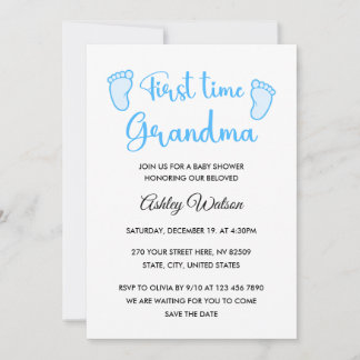 Convite Baby Boy Shower First Time Grandma