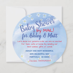 Convite Baby Boy Soft Daisies Chá de fraldas de Aquarela
