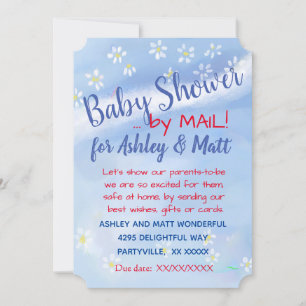Convite Baby Boy Soft Daisies Chá de fraldas de Aquarela