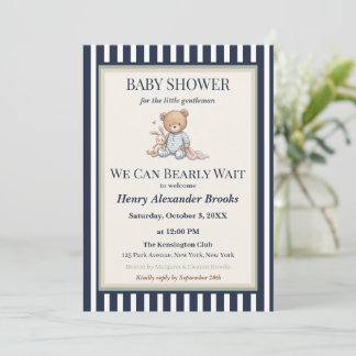 Convite Baby Boy Teddy Bear Baby Shower Invitation 