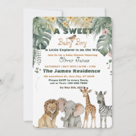 Convite Baby Boy Tropical Jungle Safari Shower Invitation