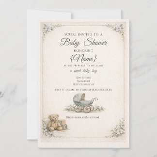 Convite Baby Boy Vintage Baby Shower Invitation