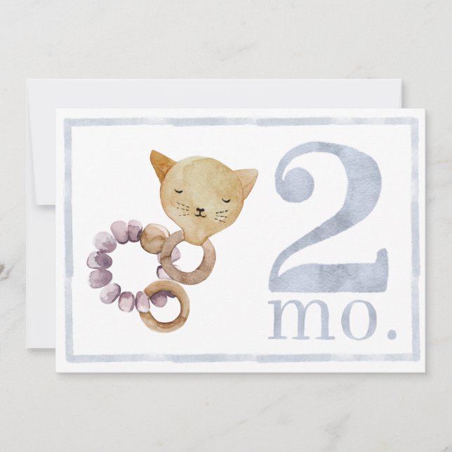 Convite Baby Boy Watercolor Marco Dois Meses (Frente)