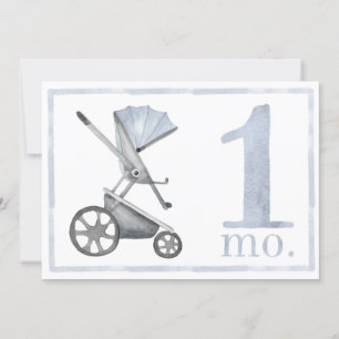 Convite Baby Boy Watercolor Milestone Um Dois Meses