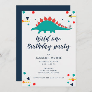 Convite Baby Boy Wild Um Dinossauro Primeiro Aniversário