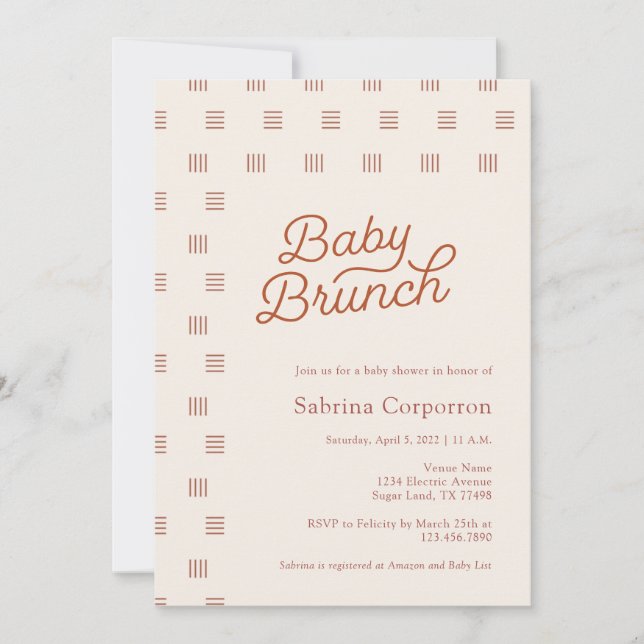 Convite Baby Brunch | Boho Minimalista (Frente)