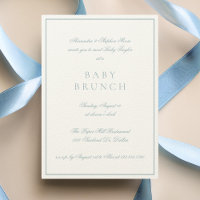 Baby Brunch Elegant Formal Calliographic Blue