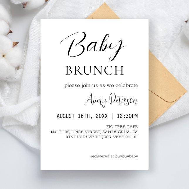 Convite Baby Brunch Modern Chá de fraldas - Revelação de G (Criador carregado)