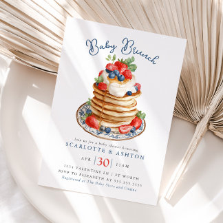 Convite Baby Brunch Pancake Stack Vintage Baby Shower