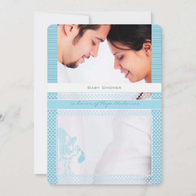 Convite Baby Bump Photo Baby Boy Shower  (Frente)