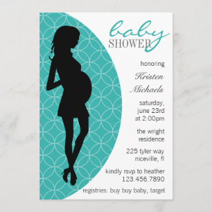 Convite Baby Bump Silhouette Convida [Teal]
