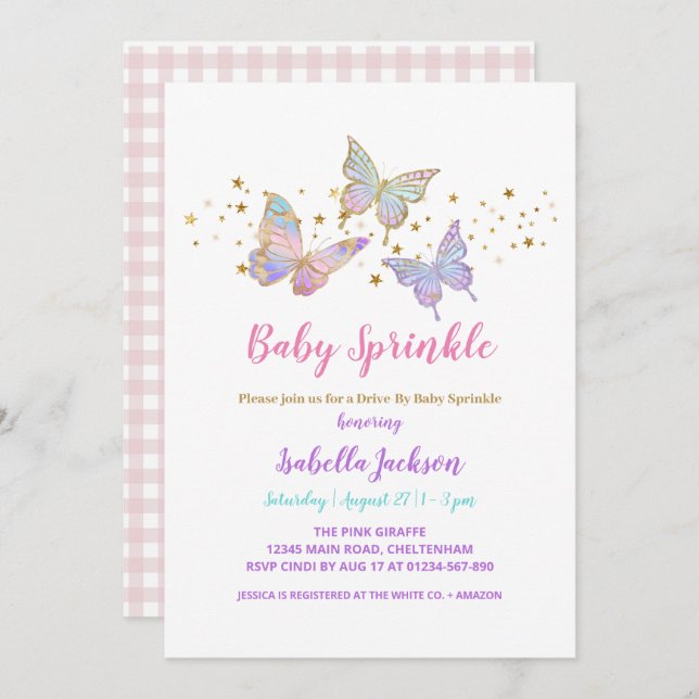 Convite Baby Butterfly Invite (Frente/Verso)