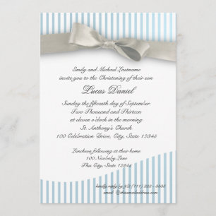 Convite Baby Christening Pinstripe com Arco
