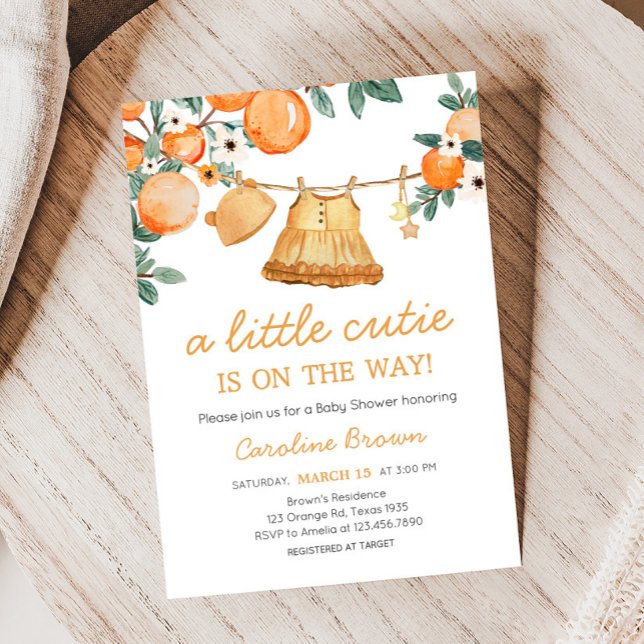 Convite Baby Clothesline Orange Fruta Chá de fraldas (Baby Clothesline Baby Shower Invitation
)