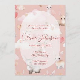Convite Baby Cupid Animals Baby Shower Invitation