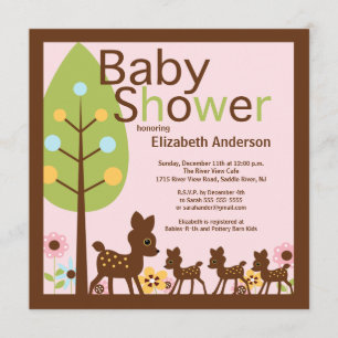 Convite Baby Deer Triplica Vários Chás de fraldas
