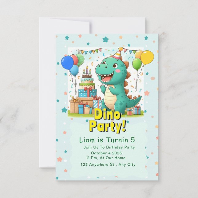 Convite Baby Dino invitation Card! (Frente)