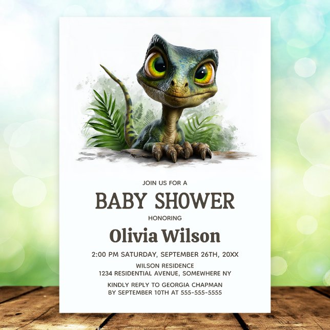 Convite Baby Dinosaur Baby Shower Invitation (Criador carregado)