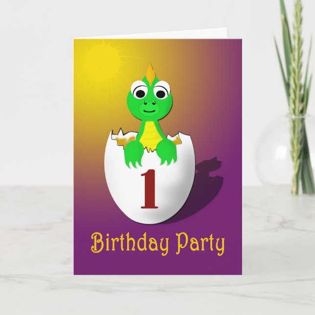 Convite Baby Dragon first birthday party invitation (Frente)