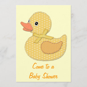 Convite Baby Duck Applique Yellow, venha ao Chá
