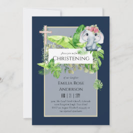Convite Baby Elephant CHRISTENING Convida para a selva das