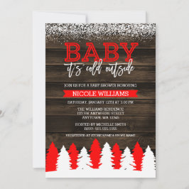 Convite Baby está frio fora do Chá de fraldas vermelho de