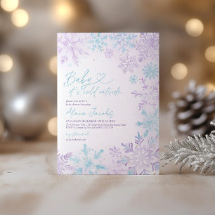 Convite Baby Está Frio Lá Fora Chuveiro de Bebê Roxo Azul 