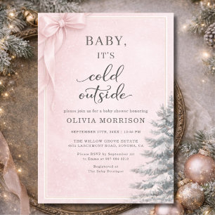 Convite Baby Está Frio Lá Fora Rosa Cor-de-Rosa Arco de Be
