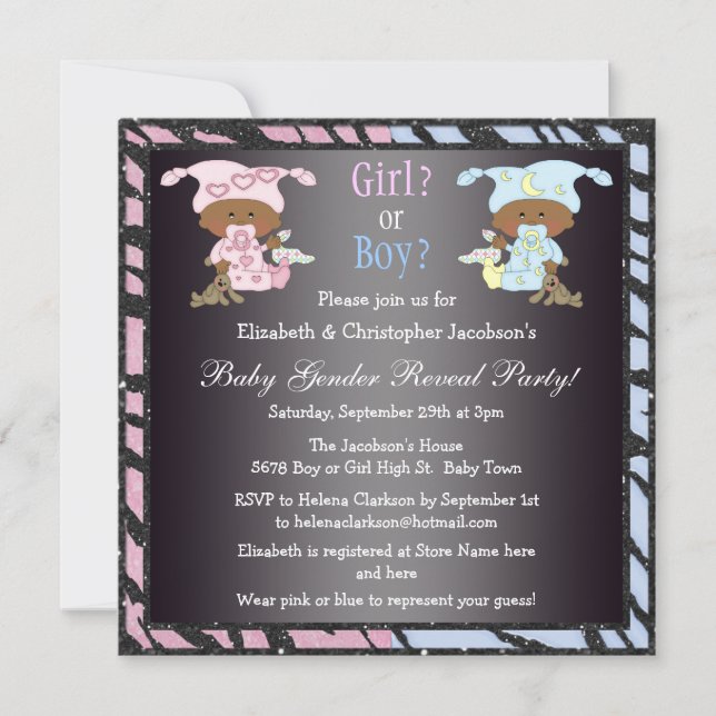 Convite Baby Gender Reveal African American Baby (Frente)