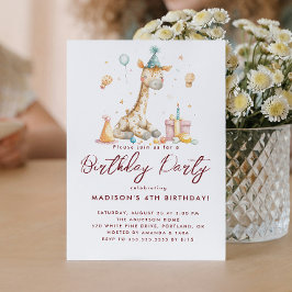 Convite Baby Giraffe and Balloons Party - Aniversário de c