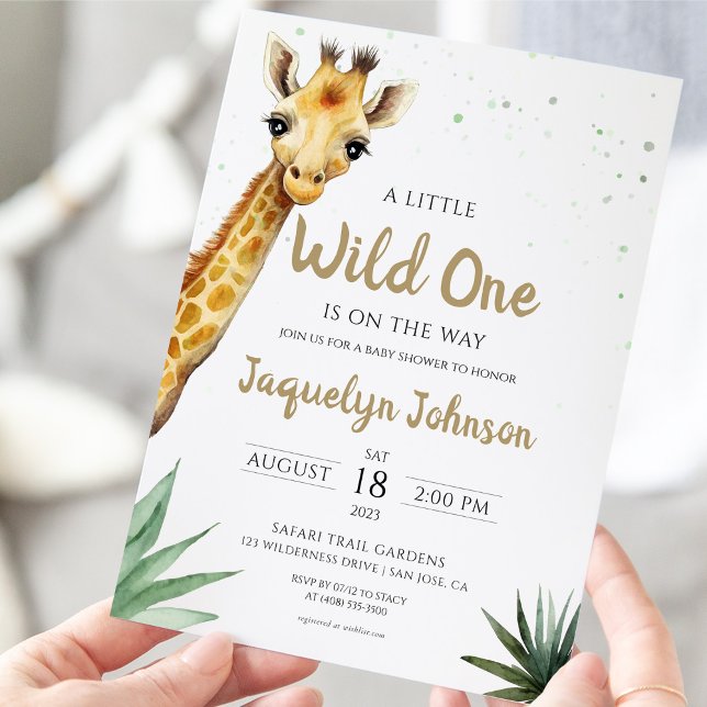Convite Baby Giraffe Wild One Safari Animal Chá de fraldas (A little wild one safari giraffe invite)