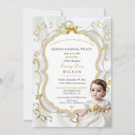 Convite Baby Girl Baptism Communening Bíblia de Natal