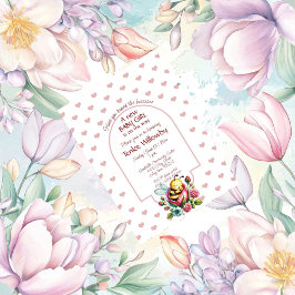 Convite Baby Girl Bee Sleeping In a Rose