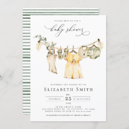 Convite Baby Girl Boho Greenery Chá de fraldas Russo