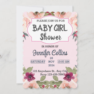Convite Baby Girl Chá Little Wilflower
