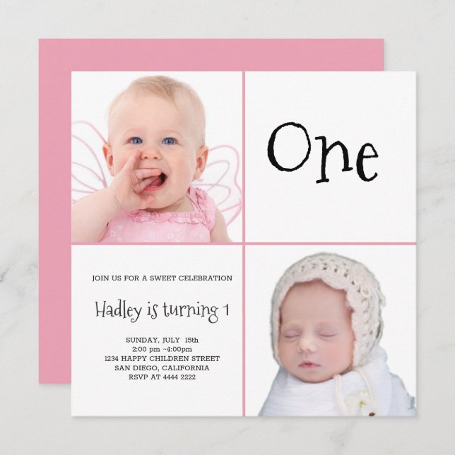 Convite Baby Girl Fotos nonpareils Candy (Frente/Verso)