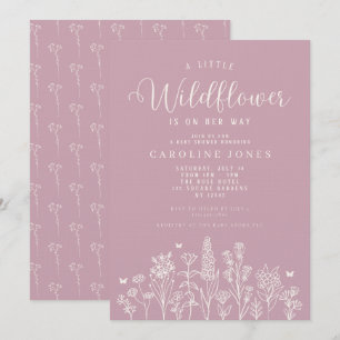 Convite Baby Girl Little Wilflower Pink Chá de fraldas