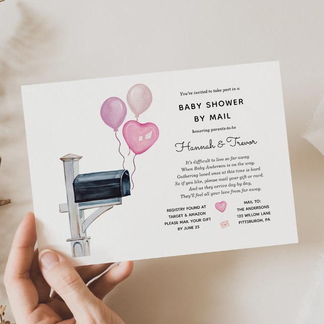 Convite Baby Girl Long Distance Chá por Correio (Criador carregado)