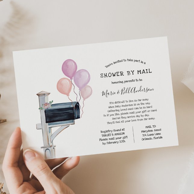 Convite Baby Girl Long Distance Chá por Correio (Criador carregado)