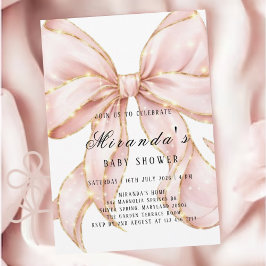 Convite Baby Girl Pink Bow Baby Shower Invitation