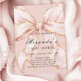 Convite Baby Girl Pink Bow Baby Shower Invitation