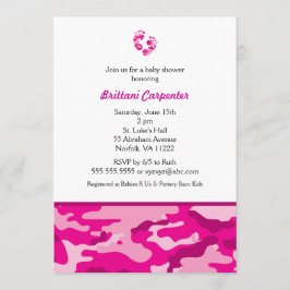 Convite Baby Girl Pink Camouflage Chá Convida pés CAMO