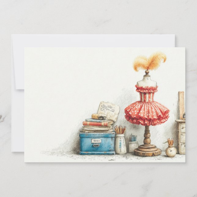 Convite Baby Girl primeiro aniversario French Cancan (Frente)